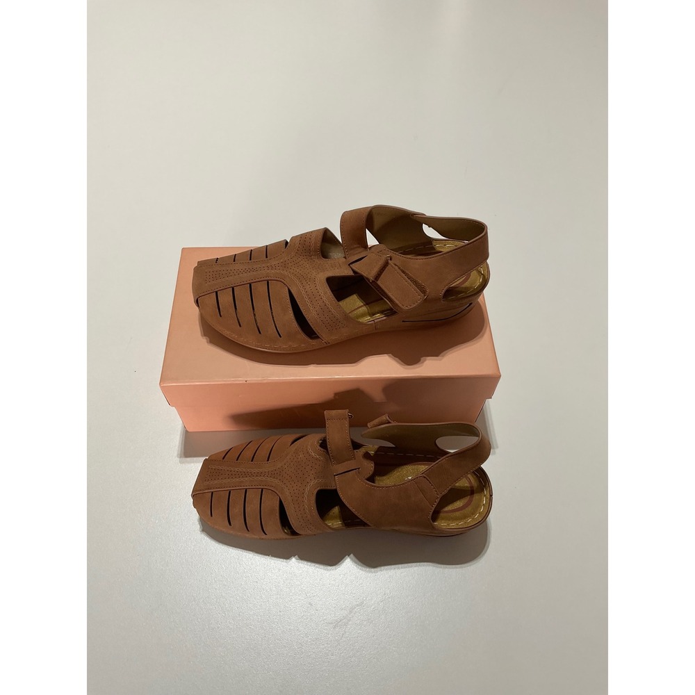 SHIBEVER Womens Fisherman Comfort Sandals Tan Brown Size 40 US 9 NEW